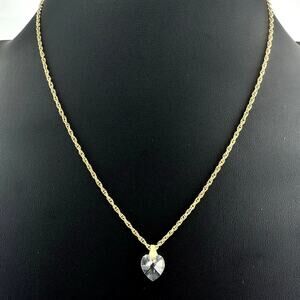 Avon Vintage Style Crystal Heart Dainty Pendant Gold Tone 17" Fashion Necklace